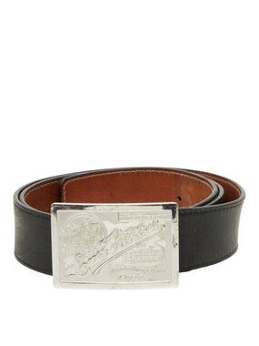 Louis Vuitton Ceinture Jeans Belt Black Leather Metal